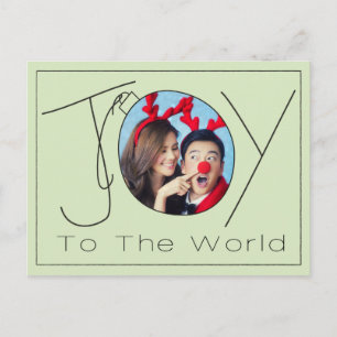 HandGezeichnet Joy to World Minimalistisch Christm Postkarte