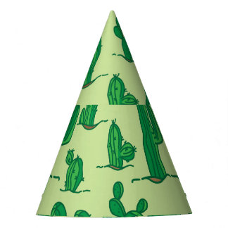 Handgezeichnet Kaktus: nahtloses Muster. Partyhütchen