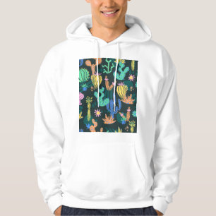Handgezeichnet Kaktus: Skandinavien nahtlos. Hoodie