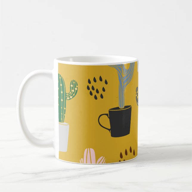 HandGezeichnet Kaktus Vintages Muster Kaffeetasse (Links)