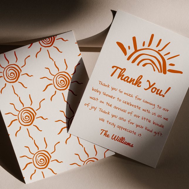 Handgezeichnet kommt die Son Baby Dusche Dankeskarte (Von Creator hochgeladen)