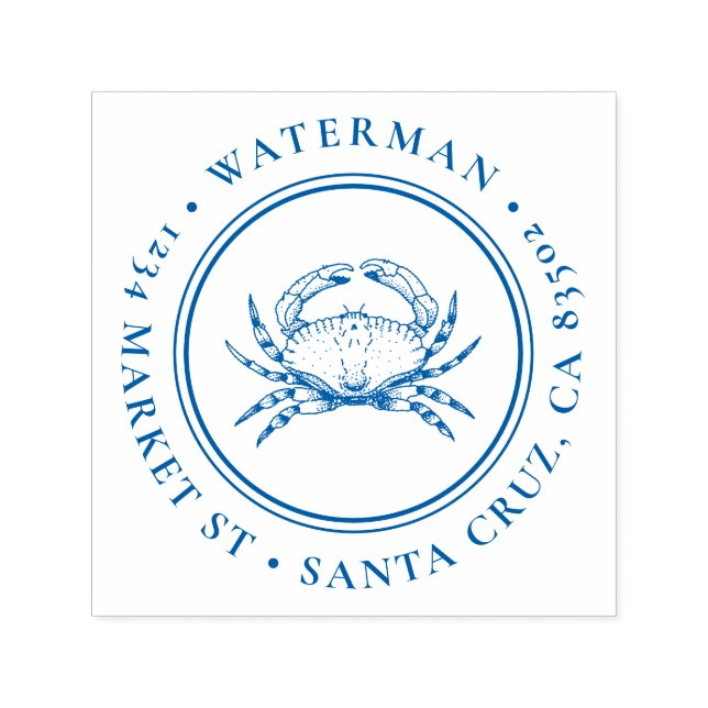 handgezeichnet Krabbe | Runde nautische Rücksendea Permastempel (Design)