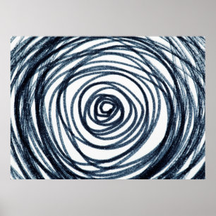 Handgezeichnet Kreise Spiralmuster mit abstraktem  Poster