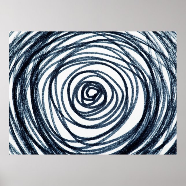 Handgezeichnet Kreise Spiralmuster mit abstraktem  Poster (Vorne)