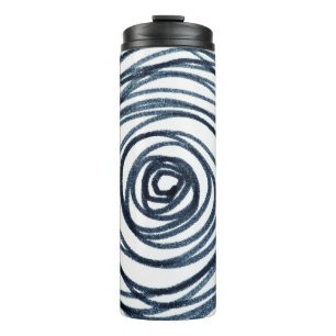 Handgezeichnet Kreise Spiralmuster mit abstraktem Thermosbecher