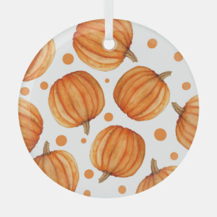 Handgezeichnet Kürbis: Wasserfarbe Halloween-Muste Ornament Aus Glas