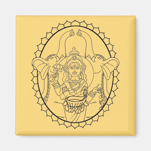 Handgezeichnet - Lakshmi, hinduistisch. Magnet (Vorne)