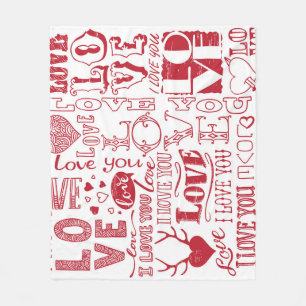 Handgezeichnet Liebe Doodles, charmantes Muster. Fleecedecke