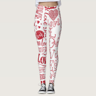 Handgezeichnet Liebe Doodles, charmantes Muster. Leggings