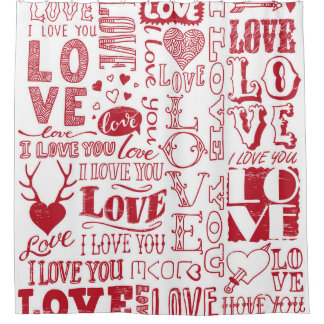 handgezeichnet Liebe-Doodles Duschvorhang