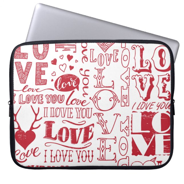 handgezeichnet Liebe-Doodles  Laptopschutzhülle (Vorderseite)