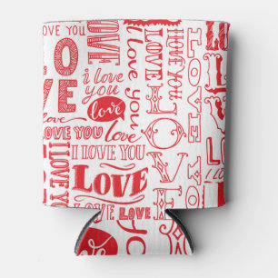 HandGezeichnet Liebe Doodles Nahtloser Hintergrund Dosenkühler