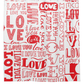 HandGezeichnet Liebe Doodles Nahtloser Hintergrund Duschvorhang