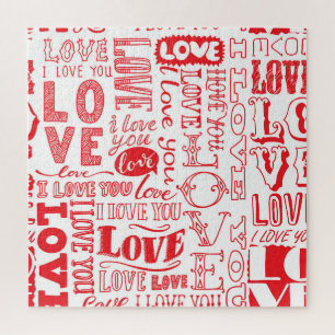 HandGezeichnet Liebe Doodles Nahtloser Hintergrund Puzzle