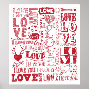 handgezeichnet Liebe Doodles Poster