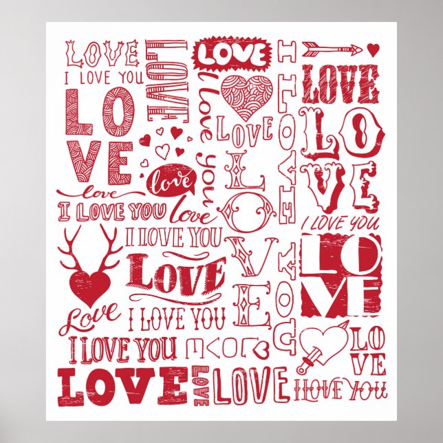 handgezeichnet Liebe Doodles Poster (Vorne)