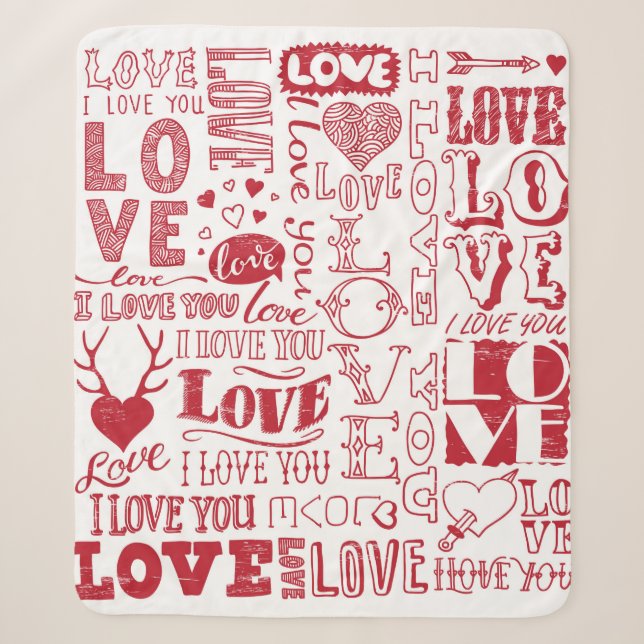 handgezeichnet Liebe-Doodles  Sherpadecke (Vorderseite)