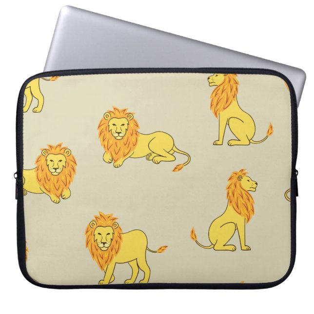 Handgezeichnet Löwe: Vintages Muster. Laptopschutzhülle (Vorderseite)
