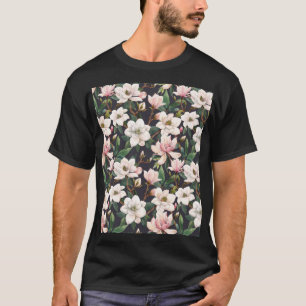 Handgezeichnet Magnolien: Wasserfarben nahtlos. T-Shirt