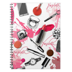 Handgezeichnet Make-up, Vintages Grafikmuster. Notizblock
