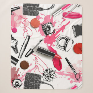 Handgezeichnet Make-up, Vintages Grafikmuster. Sherpadecke