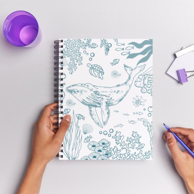 Handgezeichnet Meeresleben Notizblock (Hand-drawn Marine Life Notebook. )