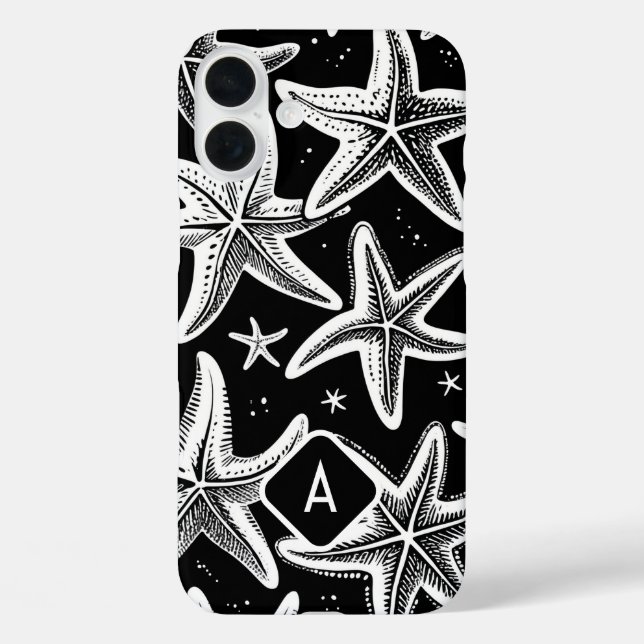 HandGezeichnet, monogrammatierter Starfish auf sch Case-Mate iPhone Hülle (Rückseite)