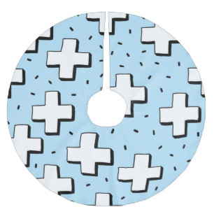 HandGezeichnet Muster mit Plus Zeichen. Polyester Weihnachtsbaumdecke