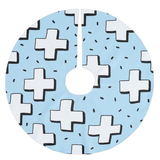 HandGezeichnet Muster mit Plus Zeichen. Polyester Weihnachtsbaumdecke (Vorderseite)