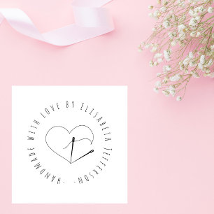 Handgezeichnet Nähherz handgefertigt mit Liebe nac Gummistempel