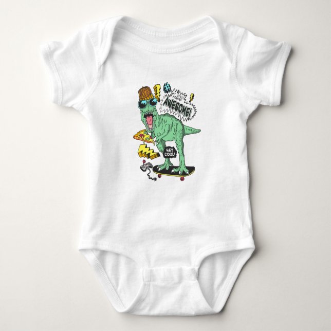HandGezeichnet Niedlicher Dinosaurier Baby Jersey  Baby Strampler (Vorderseite)