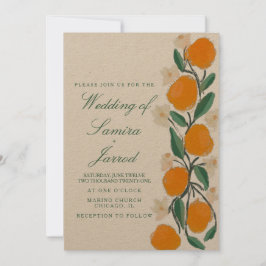 HandGezeichnet Orange Botanical Wedding Kraft