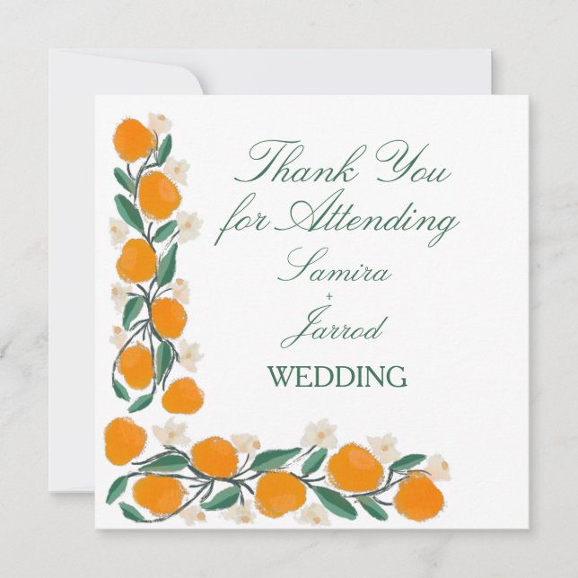 HandGezeichnet Orangefarbene Abstrakte Hochzeit (Vorderseite)