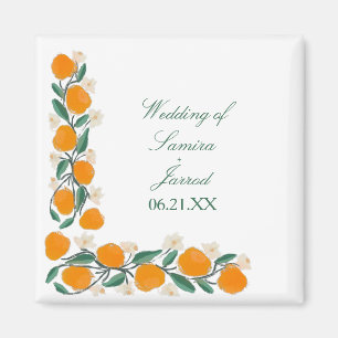 HandGezeichnet Orangefarbene Abstrakte Hochzeit Magnet