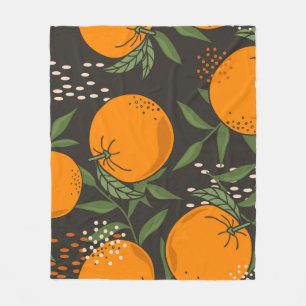 Handgezeichnet Orangen, farbenfroher Vintager Hint Fleecedecke