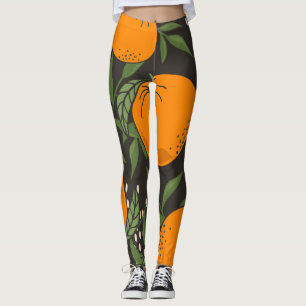 Handgezeichnet Orangen, farbenfroher Vintager Hint Leggings