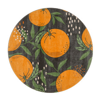 Handgezeichnet Orangen, farbenfroher Vintager Hint Schneidebrett