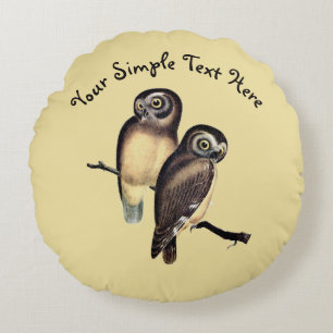 Handgezeichnet Owl Illustration Rundkissen Rundes Kissen