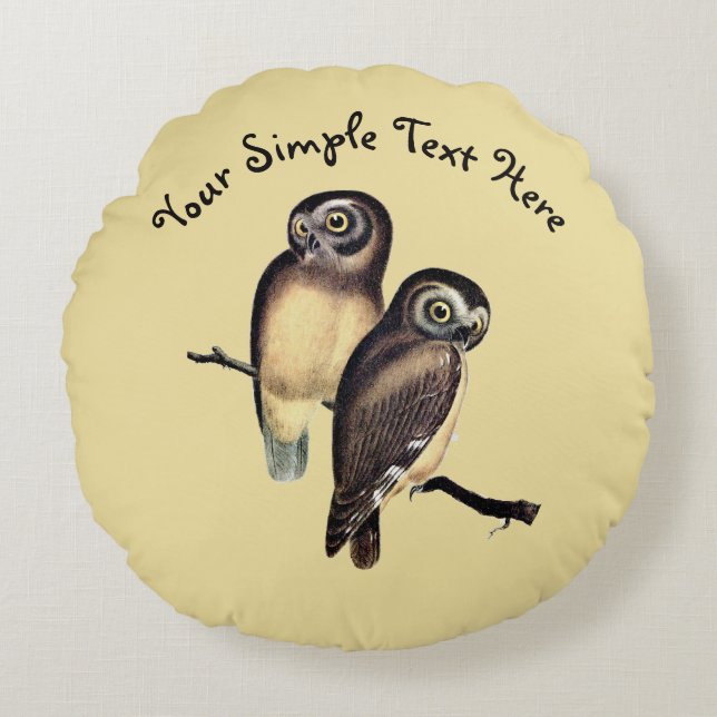 Handgezeichnet Owl Illustration Rundkissen Rundes Kissen (Vorderseite)