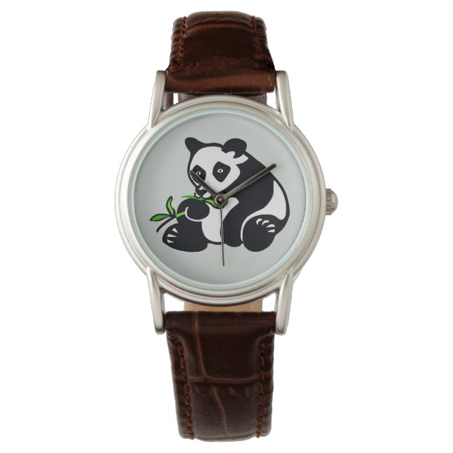 Handgezeichnet - PANDA Bär - China - Wildtiere Armbanduhr (Vorderseite)