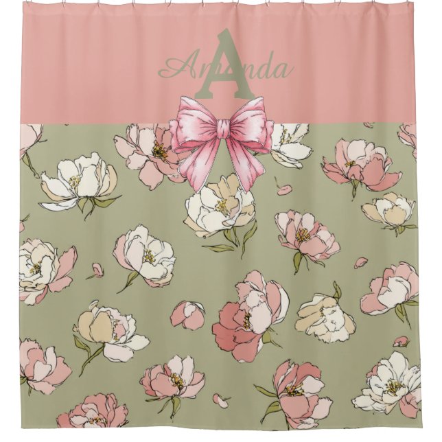 HandGezeichnet Peony Pattern Duschvorhang (Vorderseite)