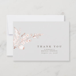 Handgezeichnet Pink Gold Wildblumen Elegant Vielen Dankeskarte