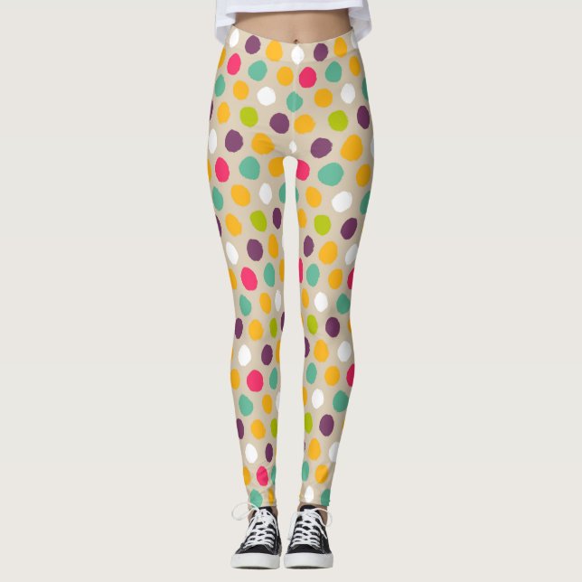 Handgezeichnet Polka-Punktmuster Leggings (Vorderseite)