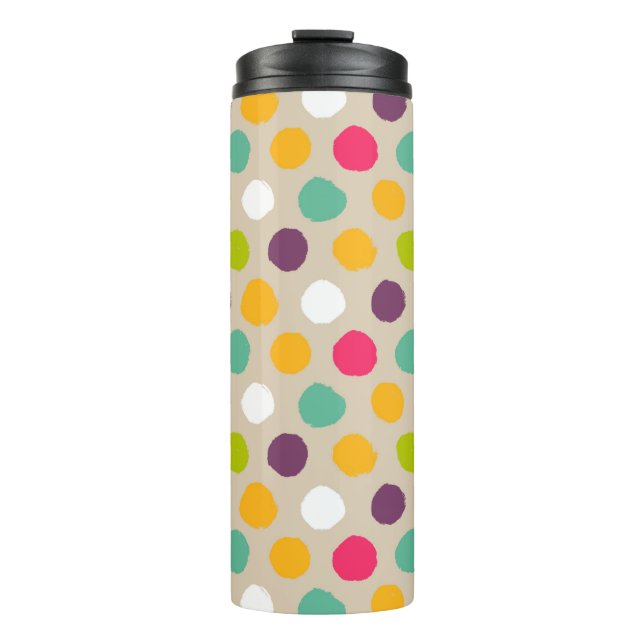 Handgezeichnet Polka-Punktmuster Thermosbecher (Vorderseite)