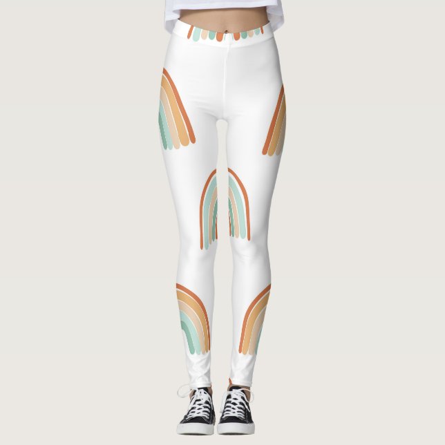 Handgezeichnet Regenbogen: pastellfarbenes nahtlos Leggings (Vorderseite)