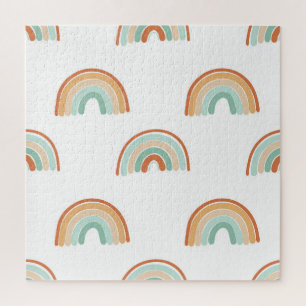 Handgezeichnet Regenbogen: pastellfarbenes nahtlos Puzzle