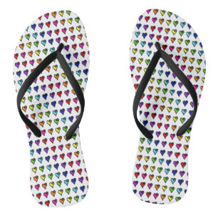 Handgezeichnet Regenbogenherzen Flip Flops