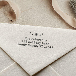 HandGezeichnet Retro Heart Stars Weihnachtsfamilie Permastempel