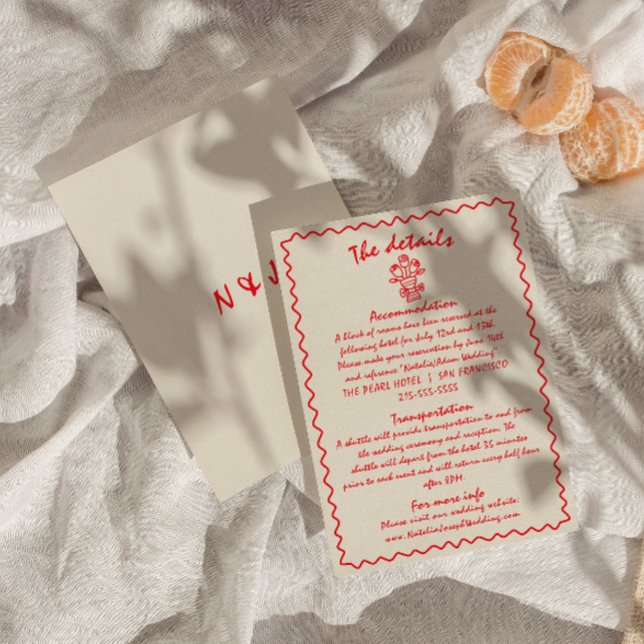 HandGezeichnet Retro-Quirky Einzigartige Hochzeitd Begleitkarte (Von Creator hochgeladen)