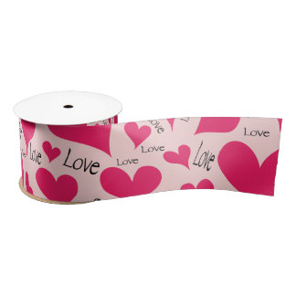 Handgezeichnet Rosa Herz Liebe Satin Ribbon Satinband